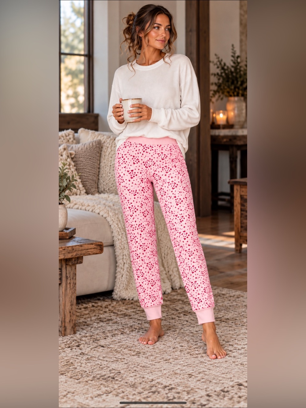 NWT Victoria's Secret Thermal Heart Print Jogger